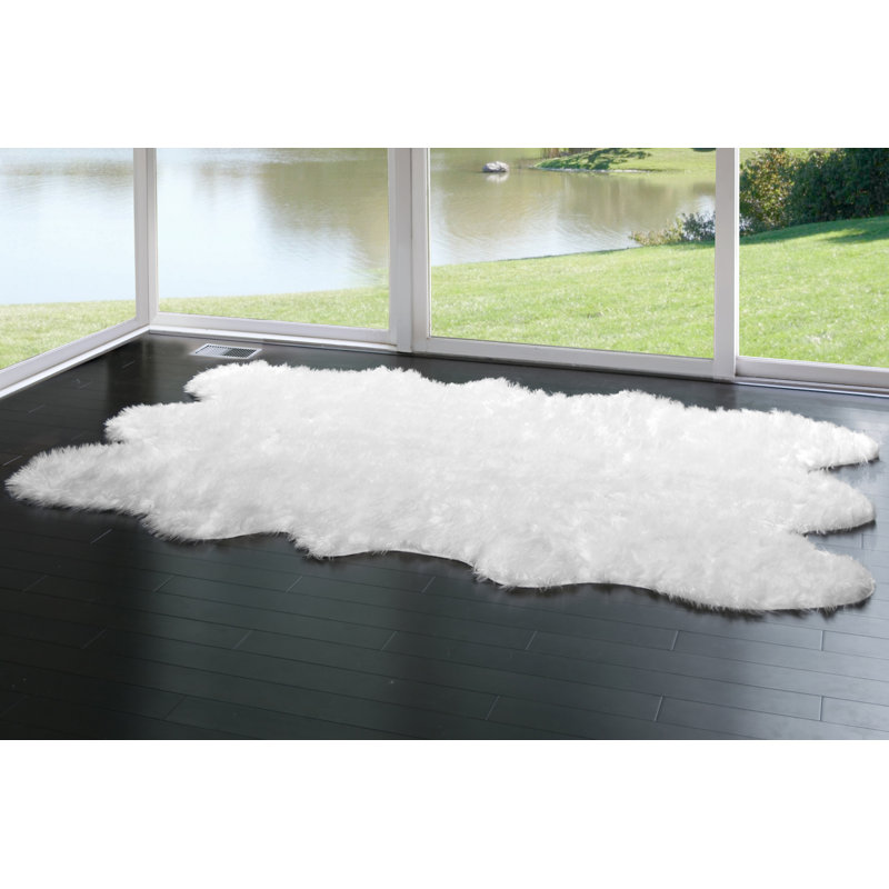 Willa Arlo Interiors Anvi Faux Fur White Area Rug & Reviews Wayfair